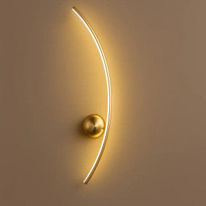 Lyra Minimalist Arched LED Wall Wand in Polished Brass